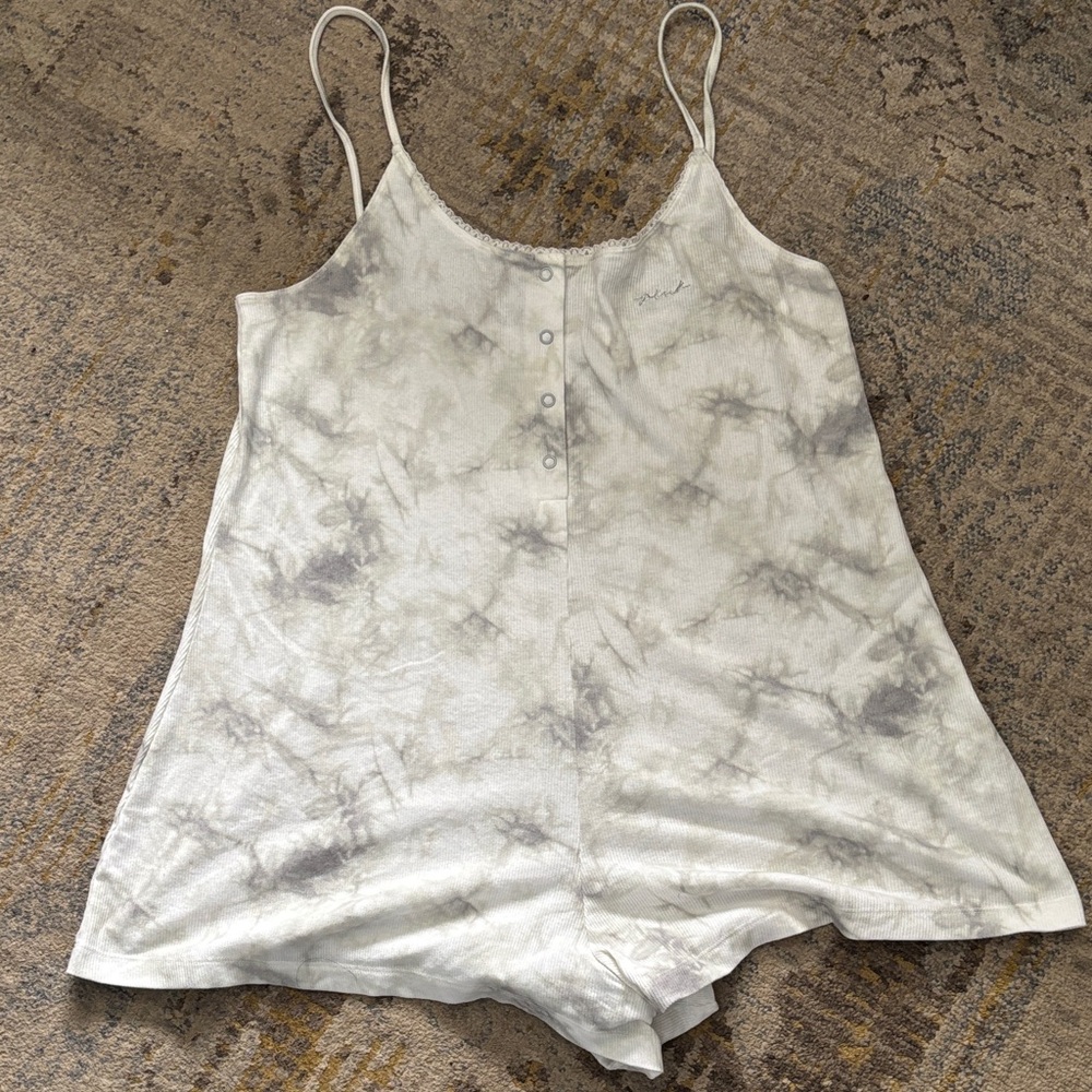 Victoria's Secret Gray Tie-Dye Pajama Romper